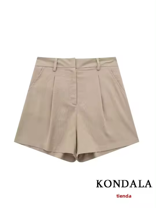 Traza Ropa Casual Mujer Conjunto De Verano Vintage 2 Piezas Chaleco Con Botones Y Shorts De Cintura Alta Pierna Larga Sin Mangas V-Neck - 1