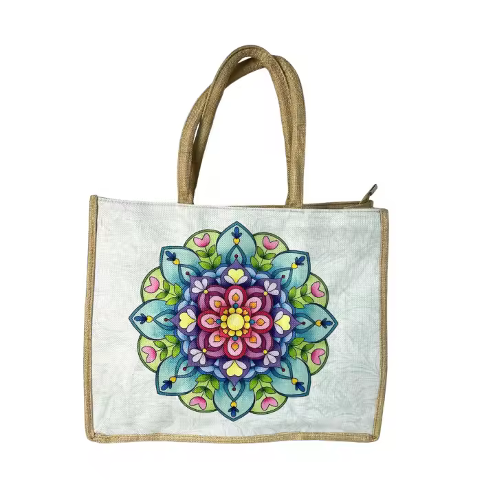 MEJORADA Bolso de Tote para Mujer con Patróns de Mandalas, Cremallera, Poliéster - 1