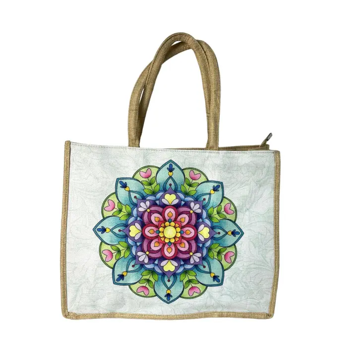 MEJORADA Bolso de Tote para Mujer con Patróns de Mandalas, Cremallera, Poliéster - 1