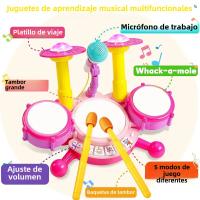 Set De Batería Para Niños Juguetes Educativos De Música Con Microfono Para Niñas Actividades De Aprendizaje Regalos Para Niños De 3 a 12 Años - details 2