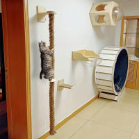 Juego De 2 Puestos Para Gatos Con Cuerda De Escalada Y Estante Montado En La Pared Gym De Selva Para Gatos Domésticos Interiores Poste De Rascado Escalera Juguete Interactivo - details 3