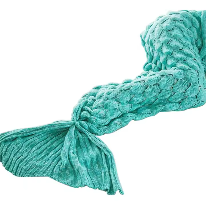 Manta, saco de dormir cola de sirena, manta de sofá con patrón de escamas de pescado, regalos para niñas, todas las estaciones, 195 x 90 cm (verde) - 1