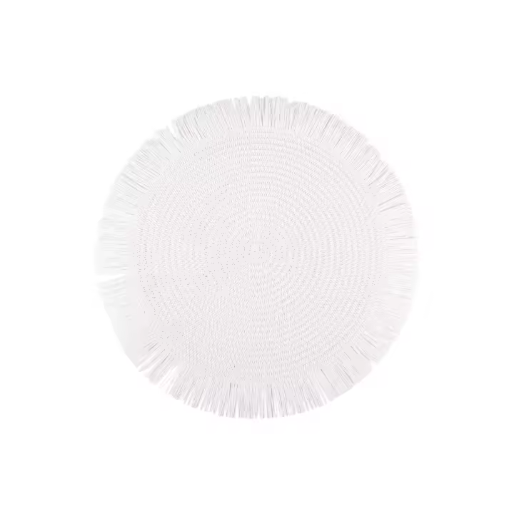 Cofan Pack de 6 salvamanteles individuales  Bajoplatos redondos  Color: beige, blanco o gris  Diámetro: 38 cm  Salvamanteles con flecos decorativos - 1