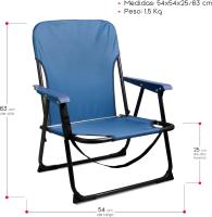 TIENDA EURASIA - Pack 2 Silla Playa Plegable, Ligera y Resistente con Asa de Transporte, Azul y Turquesa, 54x54x25/63 cm, Máx 110 Kg - details 3