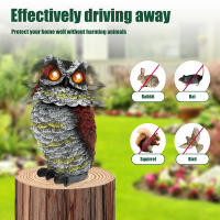1/2Pcs Despavoridor De Pájaros Solares En Resina Con Ojos Parpadeantes Y Cabeza Giratoria Estatua De Buho Para Jardín Lawn Decoración De Exterior - details 3