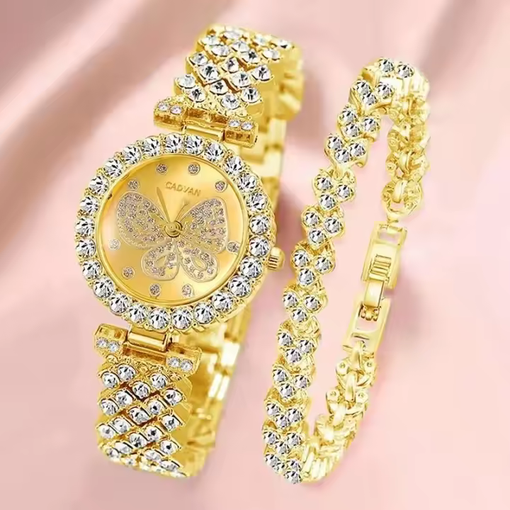 Reloj De Mujer Con Dial De Mariposa Diseño De Marca Reloj De Cuarzo De Lujo Con Pulsera De Acero Y Diamantes Para Mujer - 1