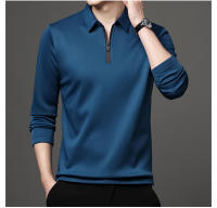 Camisa Polo De Manga Larga Color Sólido Para Hombre Con Cierre De Cremallera Cuello Polo De Algodón Moda Casual - details 6