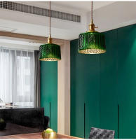 Lámpara Colgante De Vidrio Y Cobre Para Comedor Sala De Estar Dormitorio LED No Dimmable Color Verde Instalación Por Cordón - details 4
