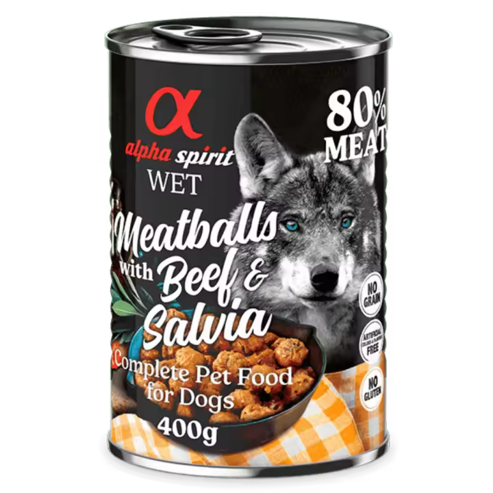 Alpha Spirit Albóndigas de Ternera y salvia 200 gr y 400 gr Albondigas para perro Albondigas de perro sin cereales 100% Naturales - 1