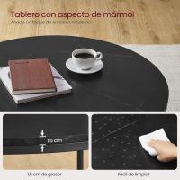 Mesa de centro redonda con estilo moderno, imitación de mármol y estante de vidrio templado, fácil montaje, ideal para salón, color blanco o negro - details 16
