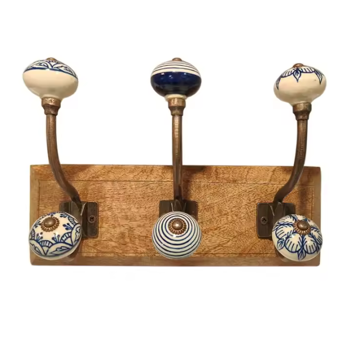 Signes Grimalt ORIGEN Home Decor Percha 3 Pomos Percheros Marrón 20x31x11cm Vintage Metal Decorativo 32603 - 1