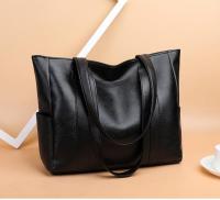 Bolsos de mano para mujer, bolsos sencillos de piel sintética con asa superior, bolsos de mano para el trabajo, la escuela, las compras, con cremallera y bolsillo interior (negro) - details 4