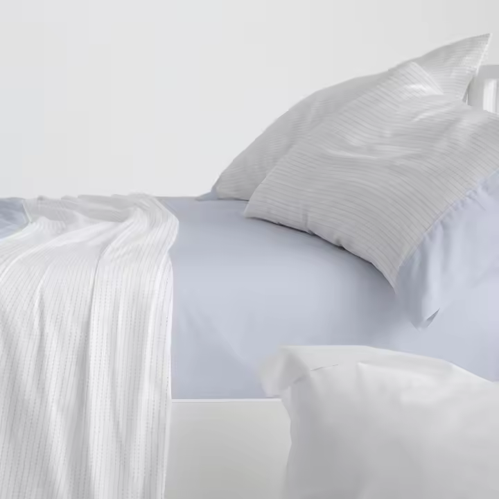 Sábanas de franela 100% algodón. Disponible en cama de 90, 135, 150, 180 y 200cm. Color Azul y gris. Diseño exclusivo. - 1