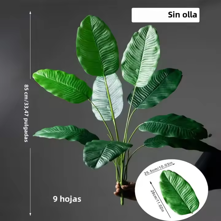 Planta Artificial De Palma Grande 85-115cm Hojas De Plátano Falsas Arbolado Tropico Para Decoración De Jardín Y Hogar - 1