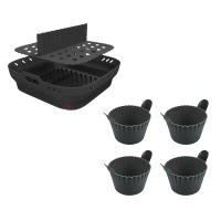 Parrilla De Silicona Para Air Fryer BPA Free Con 4 Copas Para Huevos 8.5 Pulgadas Placa De Almohadilla Plegable Para Airfryer Con Copos De Hornear Ecológico - details 4