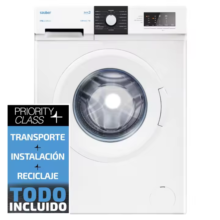 Lavadora carga frontal SAUBER SERIE 3-W7123 V 7 kg 1200 rpm d blanco  ENVÍO E INSTALACIÓN GRATIS - 1