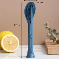 Juego De Comedor Portátil De 3 Piezas Set De Cutlería Desmontable De Trigo Algodón De Seda Para Viajes Y Camping - details 11