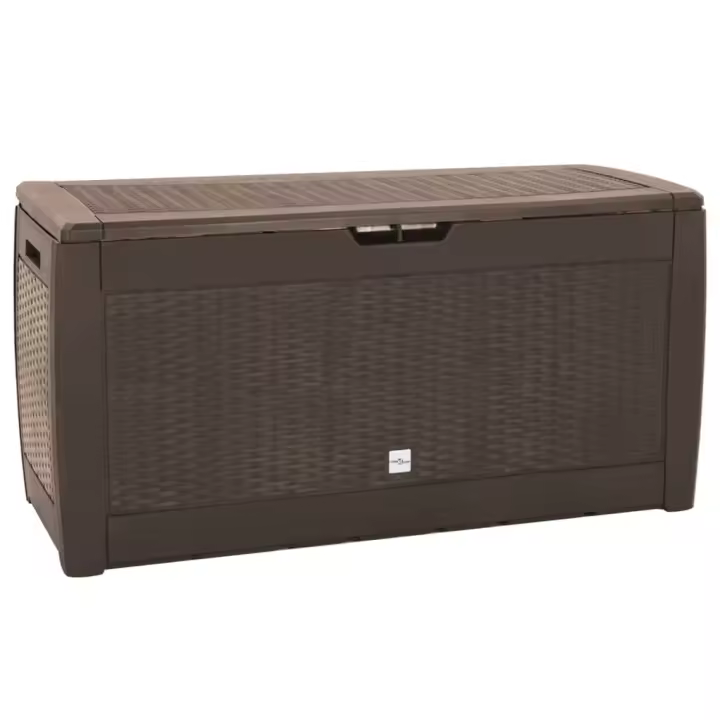 vidaXL Caja almacenaje de jardín polipropileno 119x48x60 cm en color Antracita/Marrón - 1