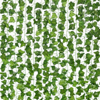12PC Guirnalda De Hojas De Lívy Verde Artificial Para Decoración De Hogar Y Muro Falsa Víncula De Plantas Uso En Bodas Y Exhibiciones Material Plástico - details 0