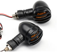 2PCS Lámparas De Señal Para Motocicleta Amarillas Frente Y Trasera 12V Indicador De Grilla Bullet Para Harley Cafe Racer Yamaha Suzuki - details 1