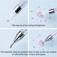 1Pc Art White Dual-head Wax Pen Con Adornos De Diamante Y Herramienta Para Colocar Cuentas De Cristal En Manicura - details 12