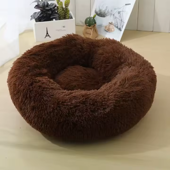 Cama De Gato Invierno Plush Desmontable Y Lavable Redonda Para Mascotas Caliente Y Decorativa Universal Para Perros Y Gatos - 1
