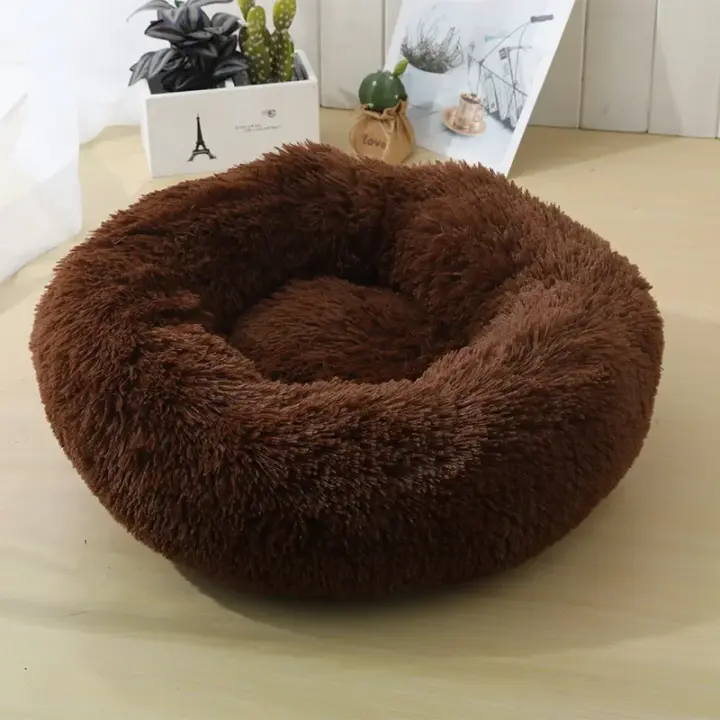 Cama De Gato Invierno Plush Desmontable Y Lavable Redonda Para Mascotas Caliente Y Decorativa Universal Para Perros Y Gatos - 1