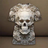 Camiseta De Verano Para Hombre Con Patrón De Elemento De Calavera 3D Estilo Casual Manga Corta Cuello Redondo Gran Talla Ropa De Calle - details 19