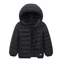 Chaqueta De Poliéster Para Niños Y Niñas Con Capucha Aislante Ligera Para Otoño E Invierno Cierre De Cremallera Estilo Moda Tallas Para 6-14 Años Colores Negro Azul Gris - details 1