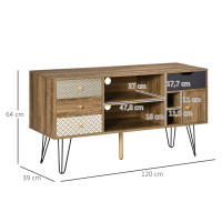 HOMCOM Mueble de TV con Estantes de Almacenamiento 4 Cajones y Patas de Metal Mesa para TV de Salón para Televisores de hasta 50 Pulgadas para Dormitorio 120x39x64 cm Marrón - details 2