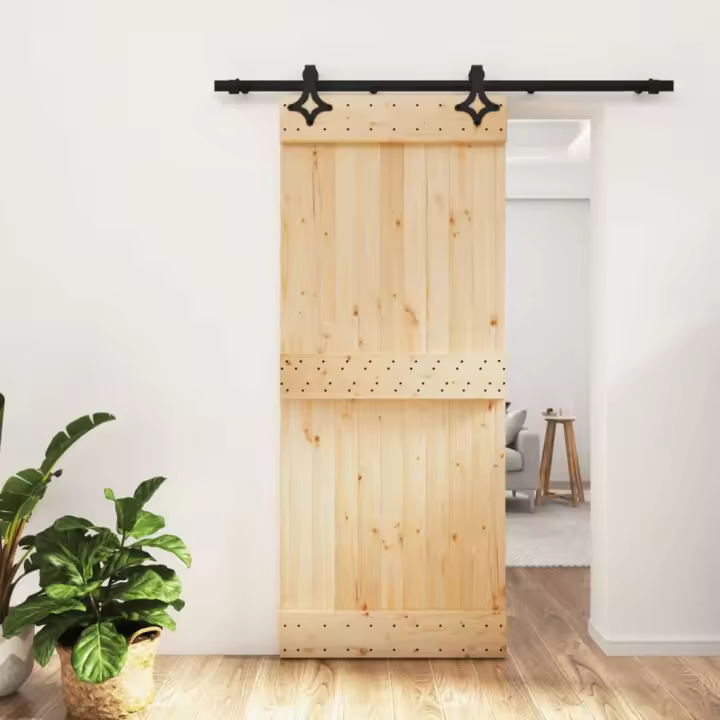 vidaXL Puerta corredera con herrajes madera maciza de pino 85x210 cm - 1