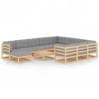 VIDAXL 3077089 juego de muebles para jardín y terrazas fabricado de palets de pino con cojines de color gris vida xl - 1