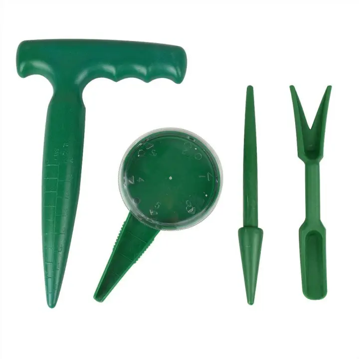 Paquete de 4: mini juego de herramientas para plantar a mano en el jardín, sembradora con empuñadura de pistola, sembradora de semillas con dial - 1