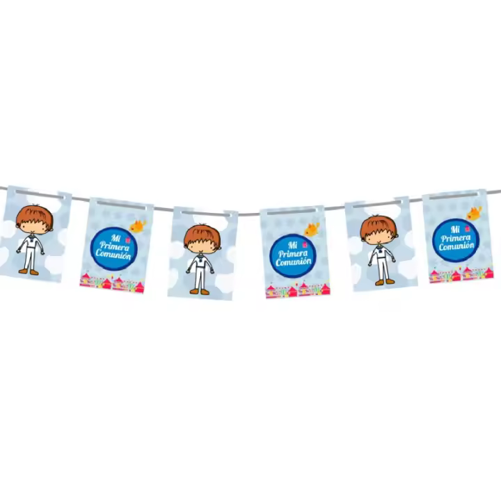 Banderines Comunión Niño Azul Antracita Raíz Inicio Para eventos Comuniones Decoración de comunion   Antracita - 1