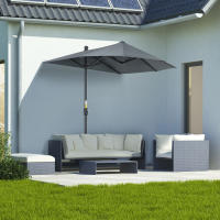 Outsunny Sombrilla de Pared de Jardín 200x190x240 cm Parasol con Manivela Poste de Acero y Base Cruzada Protección Solar para Terraza Balcón Exterior - details 1