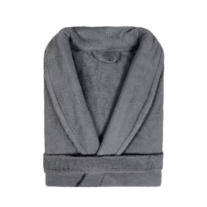 Albornoz Rizo de Algodón Absorbente y Esponjoso para Baño y Ducha. Talla S, M, XL. 80% Algodón. Gris - 1