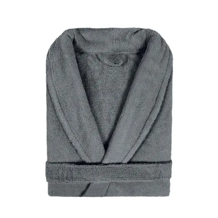 Albornoz Rizo de Algodón Absorbente y Esponjoso para Baño y Ducha. Talla S, M, XL. 80% Algodón. Gris - 1