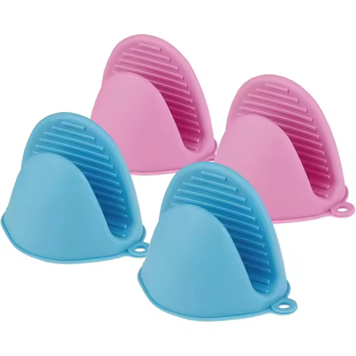 Guantes de silicona para Horno, 4PCs, Silicona para las Ollas de Cocina, Agarraderas de silicona para mini Horno - 1