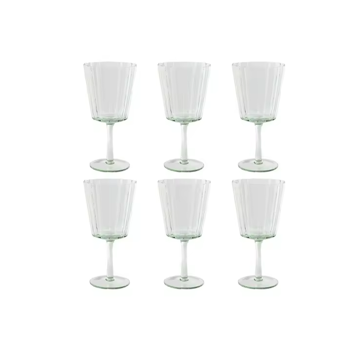 Set de Copas Home ESPRIT Verde Cristal 9 x 9 x 17,8 cm (6 Unidades) - 1