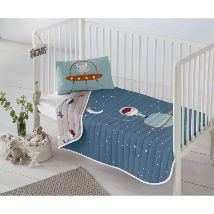 COLCHA BOUTI REVERSIBLE INFANTIL 100% ALGODÓN CUNA/MAXICUNA PLANETA HACIENDO EL INDIO FABRICADO EN ESPAÑA - 1