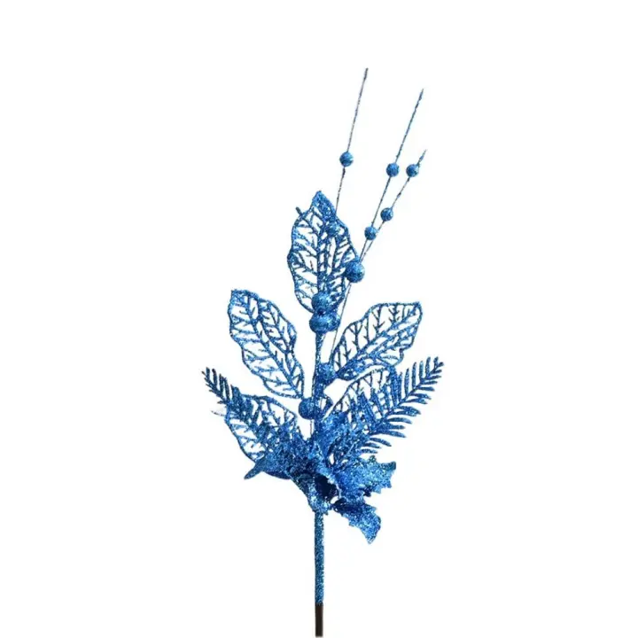 Rama Artificial De Árbol De Navidad Dorada Con Hojas Y Bayas Glitosa Decoración Para Año Nuevo Xmas Berries Postizos - 1