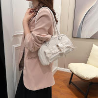 Bolso De Hombro Estilo Ballet Para Mujeres Con Lazo Bolso De Armpita Bolso De Bocce Material PU Suave Con Cierre De Cremallera - details 6