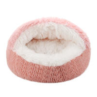 Cama Redonda Para Gato Con Capucha Fluffy Cueva Donut Para Gatos Y Pequeños Perros De Interior Almohadilla Calmante Para Gatos - details 6