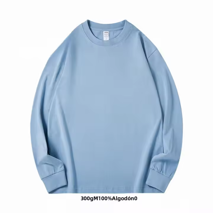 Camiseta De Algodón Grueso 300g Para Hombre Y Mujer Con Mangas Largas Para Primavera Otoño Blanca Suelta Capaz De Camiseta Básica - 1