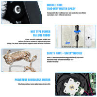 Robot limpiador de ventanas automático con doble spray ABS motor sin escobillas 2800Pa gran succión 3 modos limpieza protección cortes energía 20min cuerda seguridad para vidrios altos limpiacristales eléctrico con depósito 50ml y control remoto - details 4