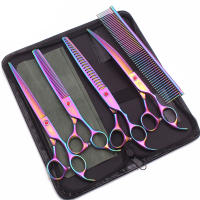Juego De Tijeras Para Mascotas Azul 8" Incluye Tijeras Rectas Tijeras Curvas Tijeras De Afinado Y Tijeras De Corte (Z3005) Material Acero Inoxidable - details 8