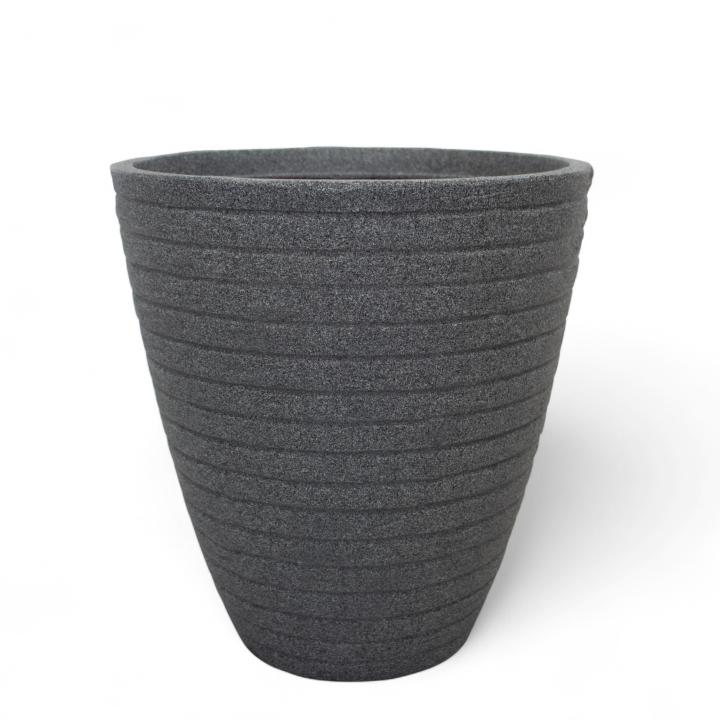 Maceteros Grandes Exterior - PINCHO - Tiestos Para Plantas Exterior, Decoración Terraza Exterior, Macetas Plástico Grande Efecto Piedra, Decoración Hogar Anti-UV - Ø40×40 cm Gris, PE/PP, interior y exterior