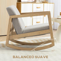 HOMCOM Mecedora Tapizada en Borreguito Silla Mecedora con Patas de Madera de Caucho y Reposabrazos Mecedora para Lactancia Carga 150 kg para Dormitorio Salón Gris - details 0