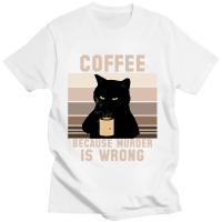 Camiseta De Algodón 100% Para Hombres Y Mujeres Con Diseño Divertido De Gato Bebiendo Café Porqué El Asesinato Está Mal. Estilo Casual De Manga Corta Oversized. - details 0