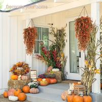 2Pcs Vinateras Artificiales De Otoño Hojas De Planta Falsas Decoración Para Halloween Plantas Florales Artificiales Colgantes - details 0